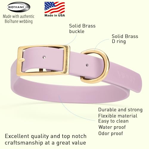 Image of Viper Biothane Heavy Duty Waterproof Dog Collar Strong Coated Nylon Webbing w /Solid Brass Hardware Odor-Proof for Easy Care to Clean High Performance Fits Small Medium or Large Dogs, Pastel Purple