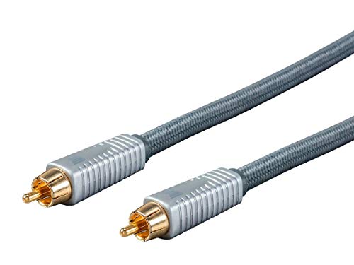 Monolith RCA Cable - 24K Gold Plated Connectors, AL foil, OFC Copper Braided Shield, 3 Feet, Silver by Monoprice - Used condition - Image 2