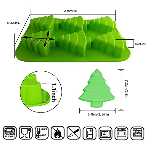 6 Christmas Tree Silicone Mold Cake Baking Mold Chocolate Candy Handmade Soap Ice Cube Biscuit Moulds No-Stick Christmas Baking Trays Pan