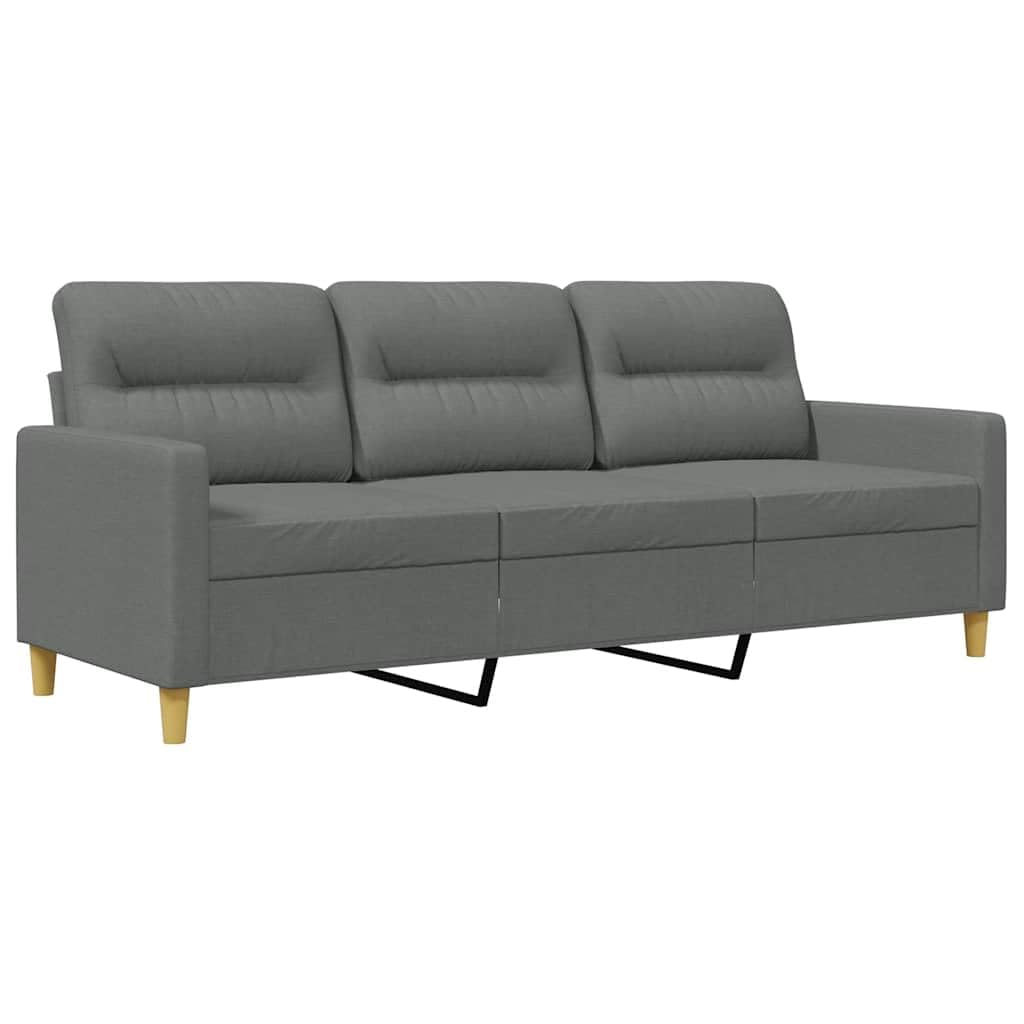 vidaXL Canapé à 3 Places Gris foncé 180 cm Tissu