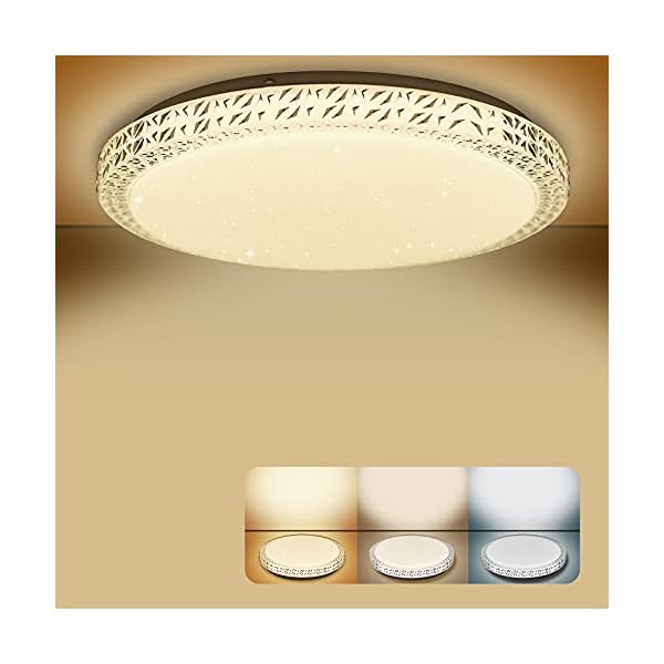 Firbon LED Deckenlampe Wohnzimmer, 24W 1800LM 3000K/4000K/6000K LED Deckenleuchte Dimmbar, IP44 Wasserfeste Lampe für…