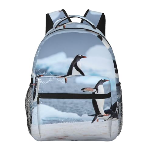 KEDDJI manchot, Sac à dos étudiant Sac à dos décontracté Sac à dos classique Sac d'école résistant à l'eau