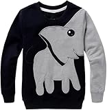 CM-Kid Little Boys' Elephant Long Sleeve T-shirt Cartoon Head Sweatshirt, Black, 3T