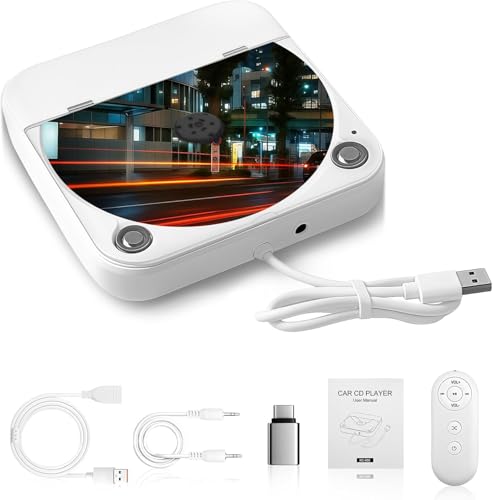 Tragbarer externer CD-Player für Auto: Plug-and-Play, mit USB & AUX, universell für Fahrzeuge,...