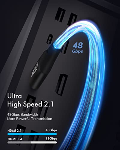 Kelink 8K Hdmi 2.1 Cable 20Ft, 48Gbps Ultra High Speed Black Braided Hdmi Cord - Get 4K @ 120Hz On Ps5 - Supports 8K @ 60Hz, Hdr, Earc, Dolby Vision, & More #TOP4