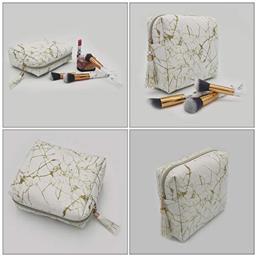 Amosfun Bolsa de maquiagem para cosméticos, bolsa de maquiagem com design de mármore, bolsa de maqui