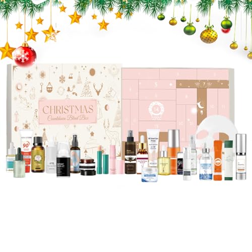 livre Calendrier De L'Avent De Noël Pour Soins De La Peau - 24 Jours de Compte à Rebours Crèmes Hydratantes Visage,Kit de Soin Visage pour Rituel Quotidien de Beauté Femme | Explorateurs De