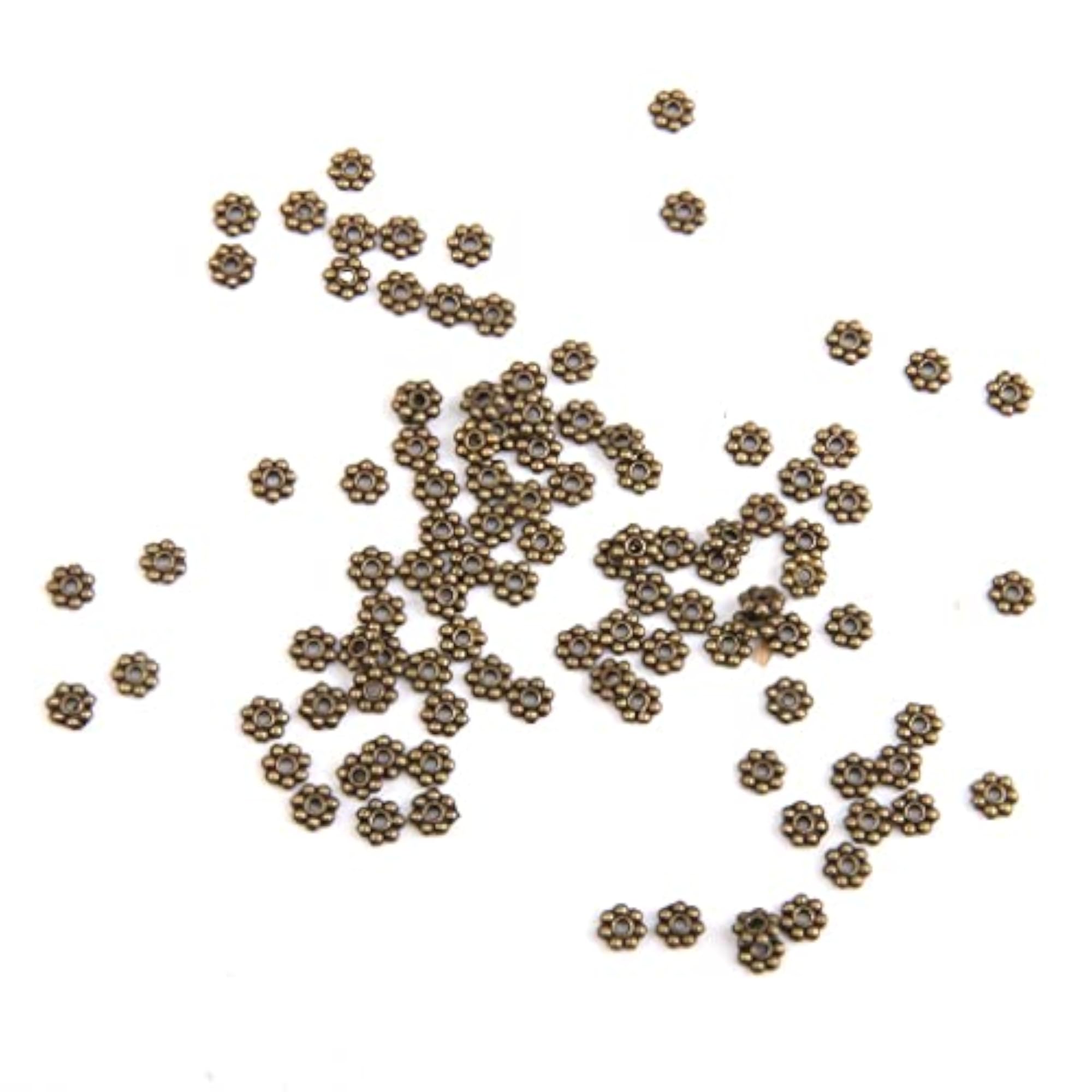 Snowflake Flower Spacer Beads Charms for DIY Crafts 4mm Bronze