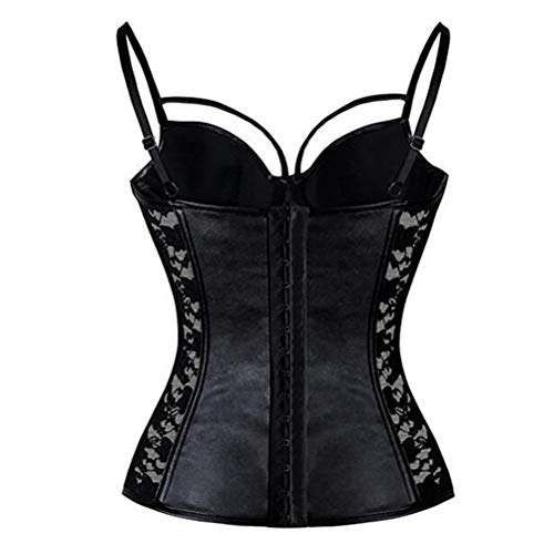 Chenyi Women's Steampunk Gothic Lace Corset Bustier Faux Leather Bra Lingerie Plus Size S-6Xl (Xl, Black) #TOP1