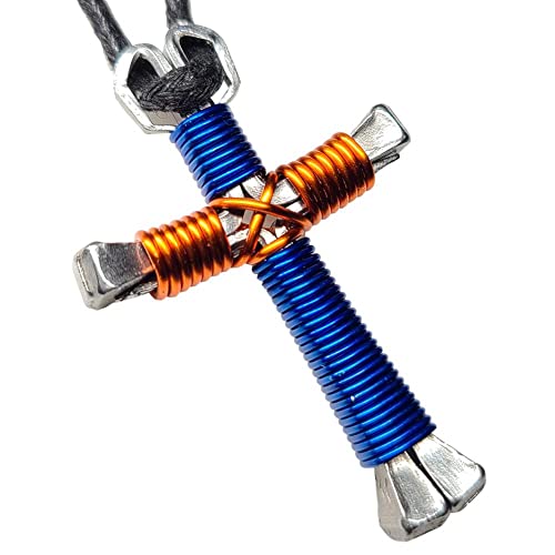 Multi-Colored Horseshoe Nail Crosses - You Pick Colors! (Blue & Orange)3