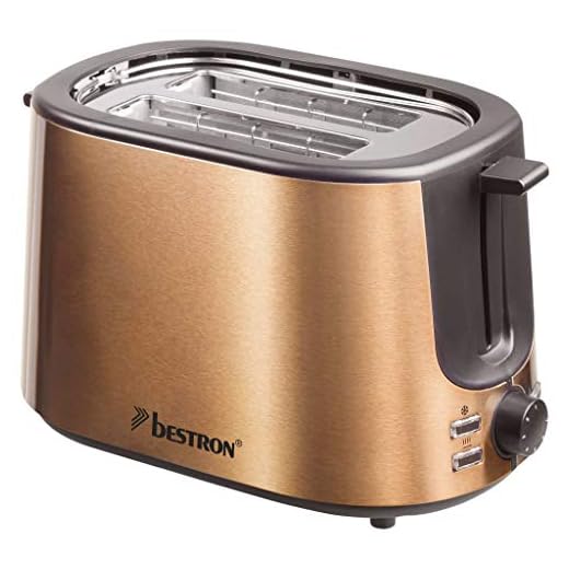 Bestron Copper Collection Tostadora para 2 Rebanadas, Depósito para Migas y Rejilla para Panecillos, 1000 W, Acero Inoxidable