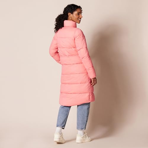 Amazon Essentials Women's Lightweight Full-Zip Water-Resistant Long Cocoon Puffer Winter Coat, Stand Collar, Insulated, Pink, Large by Amazon Essentials - Used condition - Image 2