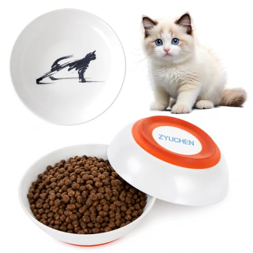 ZYUCHEN Shallow Ceramic Cat Bowl