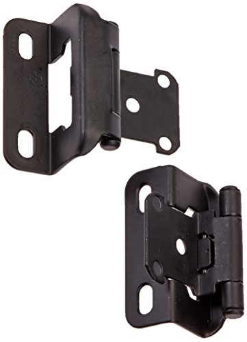 Amerock | Cabinet Hinge | 1/2 inch (13 mm) Overlay Hinge | Flat Black | 2 Pack | Self-Closing Hinge | Partial Wrap Hinge | Cabinet Door Hinge
