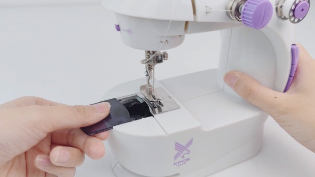 KPCB Tech Sewing Machine for Beginners [Full Set] with Finger Guard and Fabric Bundles - Mini Sewing Machine with Sewing Kits, Foot Pedal, US Adapter and Extension Table