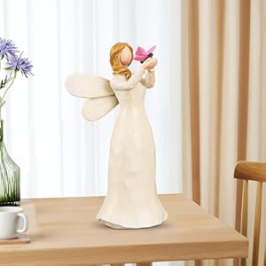 Guardian Angel Figurines Ornaments Sculptured Hand Painted Angel Statue Holding Star Collectible Figure Gift for Women Girls Home Decor in Christmas Birthday Anniversary Mothers Day