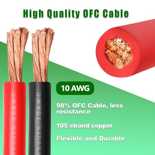 Kimbluth 10 Gauge Battery Cable Copper Wire, 30FT Red+30FT Black 10 AWG Welding Cable Standard USA OFC Wire for Automotive, Battery, Solar, Marine and Generator by Kimbluth - Image 2