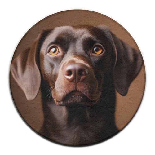 UTRSIFB Large Washable Round Rug with Labrador Dog Print