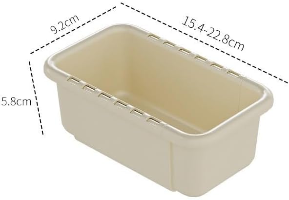 Miniatura 3 de Expandable Drawer Organizer for Utensils and Stationery, Adjustable from 15.4 to 46.1 cm, Smooth Sliding PP Storage Box, Beige, Space-Saving Drawer