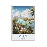 HXHNFERR Miami Florida Vintage-Reiseposter, 40 x 60 cm, 