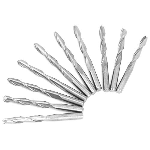 Image of 10PCS Carbide Single Flute Cutter End Mills, 2 Flute Spiral Router Bit, Milling Cutter Carving Tool for Wood CNC End Mill 3.175 x 22mm