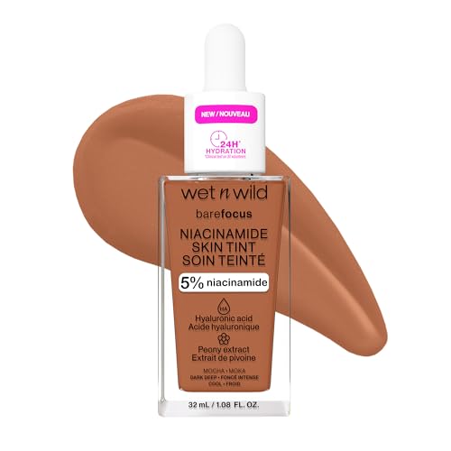 Image of wet n wild Bare Focus Skin Tint, 5% Niacinamide Enriched, Buildable Sheer Lightweight Coverage, Natural Radiant Finish, Hyaluronic & Vitamin Hydration Boost, Cruelty-Free & Vegan - Mocha