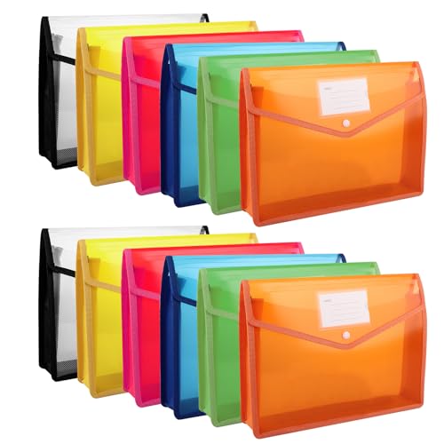 Pochettes en plastique A4 extensibles grand volume avec porte-documents à bouton-pression SHUESS