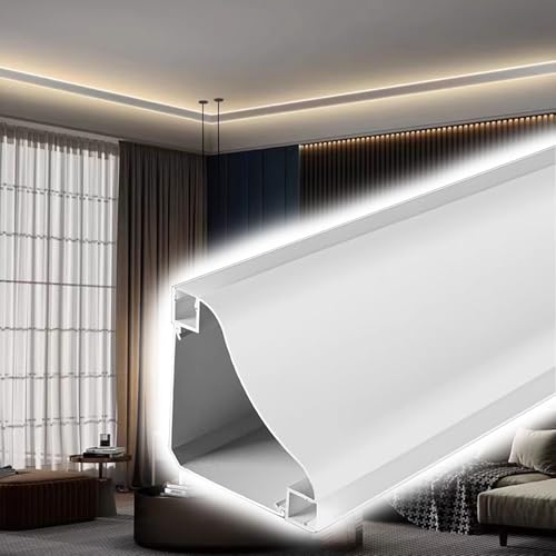 Iluminación indirecta de techo con moldura lineal de aluminio para salones actuales