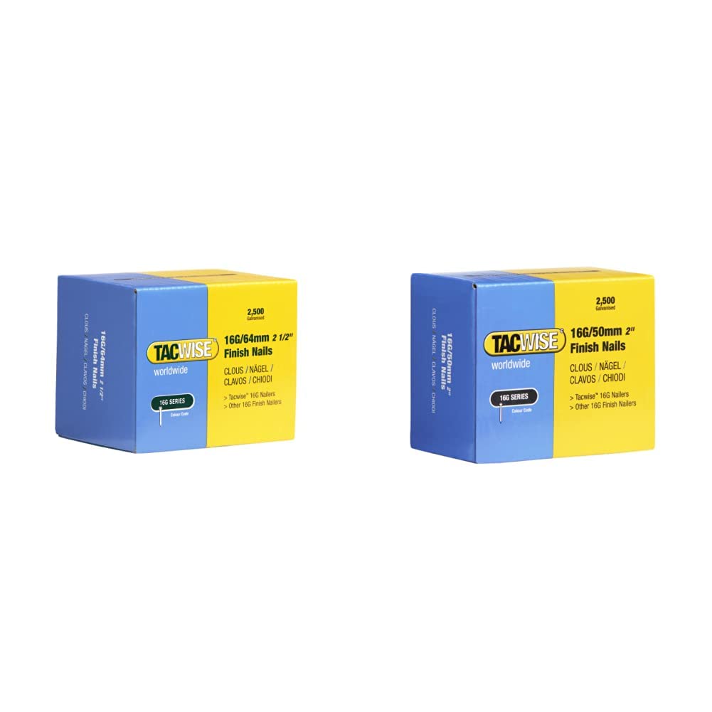 Clous de finition 16G Tacwise 64mm et 50mm - Boîte de 5000 pièces