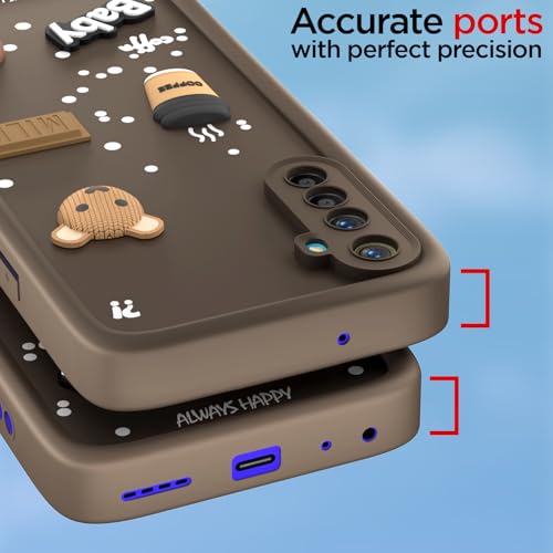 Image of Pikkme Back Cover for Realme XT /Realme X2 | Cute Fun Cartoon 3D Bear Silicone Full Body Protection Bumper Case (Brown)