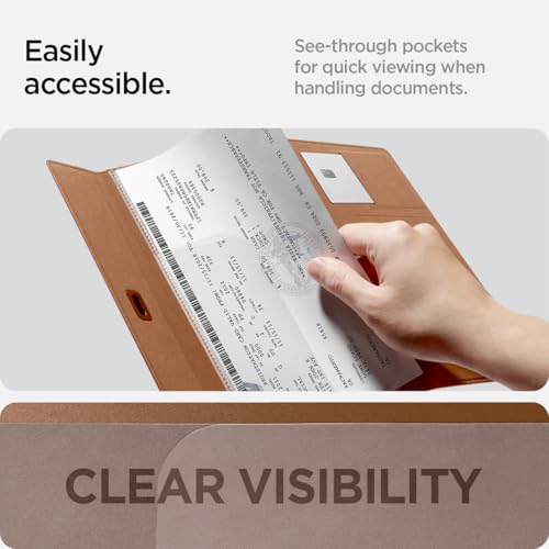 Image of Spigen Hyper-Slim Car Registration and Insurance Card Holder for All Cars | ID License Car Essential Documents Holder [Tesla Model Y Juniper L (2026) & 3 /Y /S /X /Cybertruck] - Dune Beige