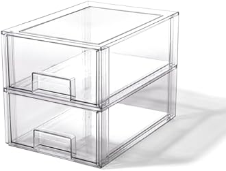 BINO | Stackable Storage Drawers, Large - 2 Pack, Clear | THE CRATE COLLECTION | Storage Bins With Drawers | Bathroom Organizers | Under Sink Organizer | Vanity Cabinet Home Organization