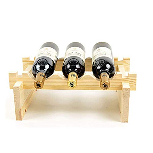 Soporte de vino apilable de madera sólida mediano miniatura 1