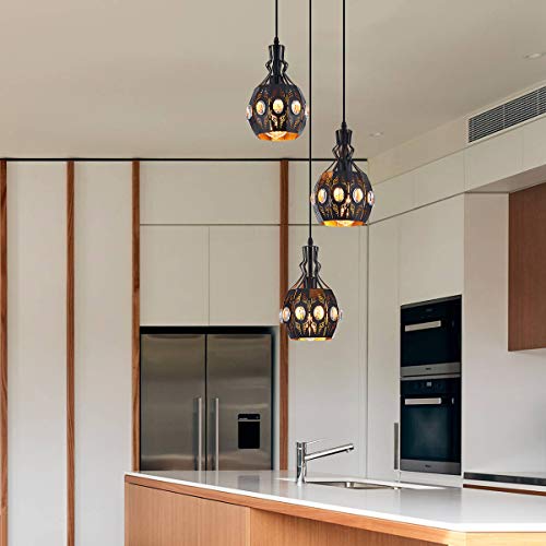 Image of YLONG-ZS 3-Light Industrial Pendant Lighting Vintage Hanging Ceiling Light Fixtures,Farmhouse Rustic Lantern Pendant Light Hanging Lamps for Dining Room,Living Room, Hotel