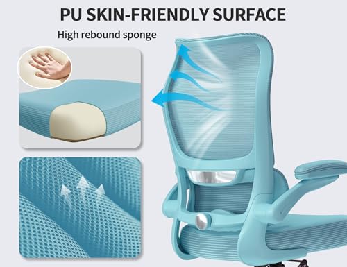 Image of TRALT Office Chair Ergonomic Desk Chair - Gaming Chair with Lumbar Support | 330 LBS Home Office Desk Chairs , Reading Chair with Flip-up Armrests, Comfortable Computer Chairs (1, Blue)