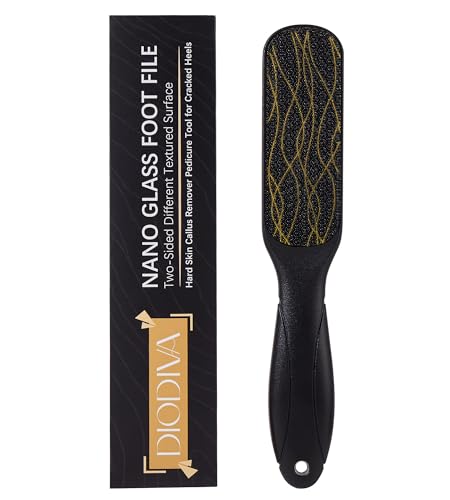 Nano Glass Foot File, Double-Sided Foot Callus Remover Feet Scrubber Hard & Dead Skin Hygienic Pedicure Tool in Shower Heel Scraper for Cracked Heels Smooth Feet Care Lima para Los pies (Black)