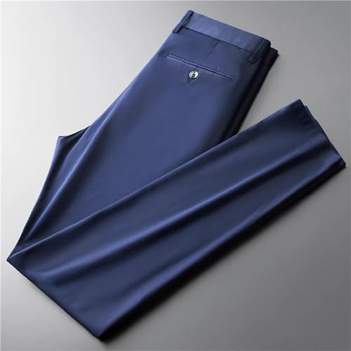 Summer Thin Cotton Stretch Men's Fit Straight Pants Business Casual High Waist Lightweight Trousers2