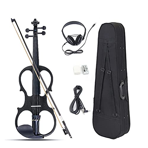 Violín eléctrico 4/4 tamaño completo eucalipto, con auriculares con cable y caja para principiantes