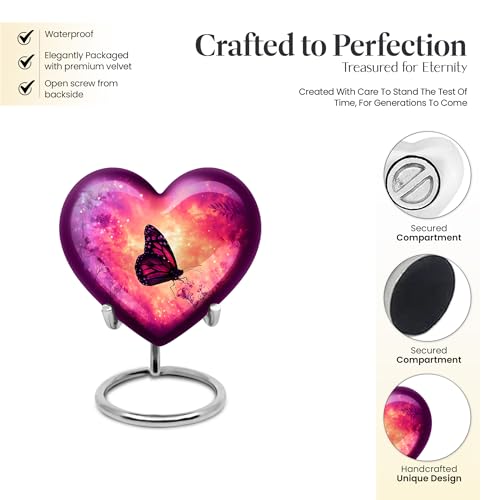 Image of Butterfly Urn Keepsake Cremation Urn for Human Ashes Adult Man 3 Inch 4 Qty | Miniature Funeral Urns for Women Burial Decorative for Mom & Dad