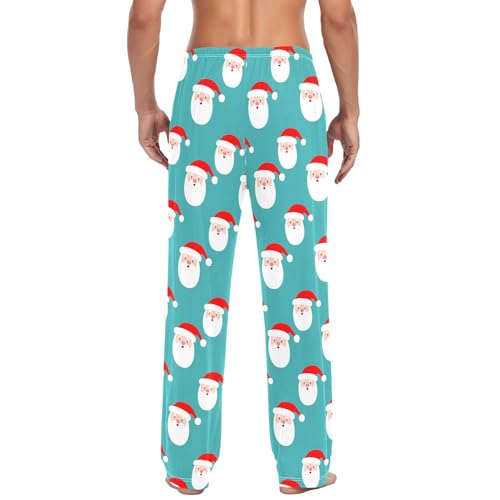 Santa's Head Men's Pajamas Pants Cotton Sleep Bottoms Pants Lounge Sleepwear - S3