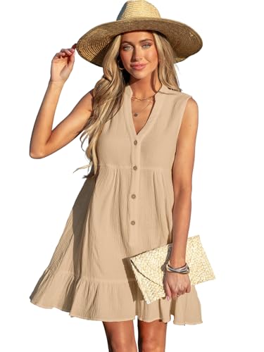 Image of CUPSHE Women Swimsuit Coverup 100% Cotton Ruffle Hem Beach Cover Up Dresses