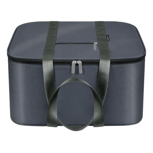 Image of Storite Twill Nylon Underbed Storage Bag Moisture Proof Cloth Organiser | with Zippered Closure and Handle (Grey, 56x46x30cm) Rectangular
