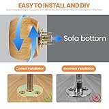 Minnhua 4 Pcs Furniture Legs Wooden Furniture Feet 5cm Solid Wood Furniture Feet Sofa Legs Round Bun Feet with 4 Screws Wooden Bun Feet for Furniture Chair Feet Sofa Couch Ottoman Coffee Table Cabinet - Image 3