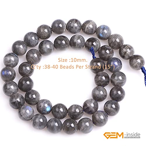 Gem-Inside Natural 10Mm Aa Grade Blue Rainbow Labradorite Gemstone Loose Beads Round Crystal Energy Stone Power For Jewelry Making 15'' #TOP1