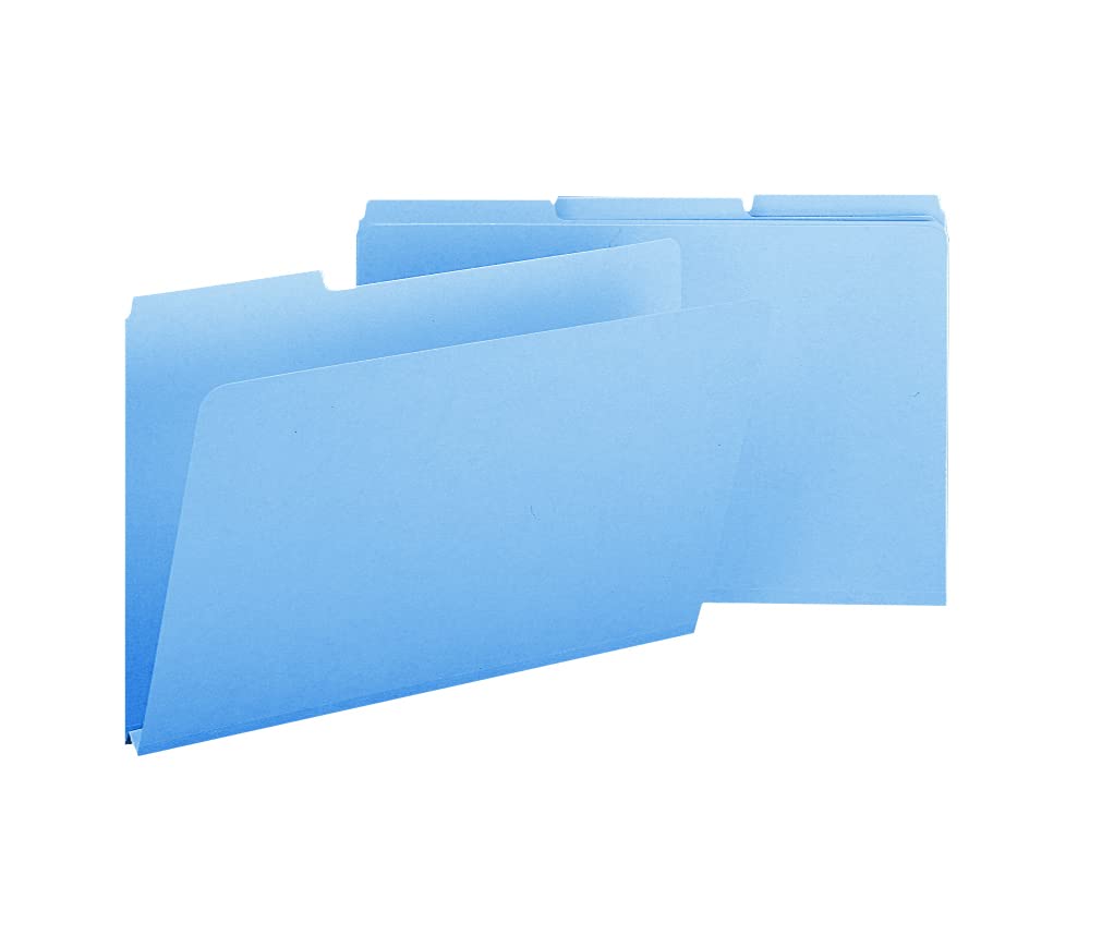 Smead Pressboard File Folder, 1/3-Cut Tab, 1" Expansion, Legal Size, Blue, 25 per Box (22530)