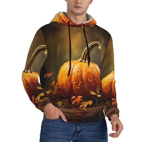 Sweat à capuche citrouille d'automne homme grande taille noir polyvalent