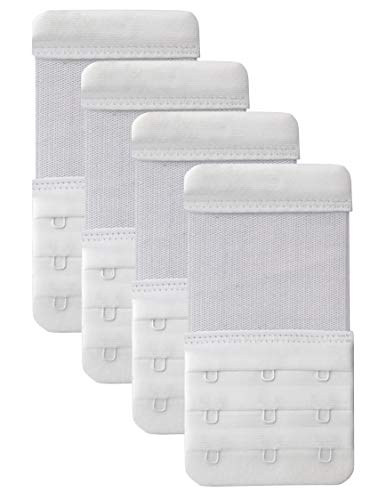 Tamlien Bra Extender 3 Hooks,Stretchy Soft And Comfortable Bra Strap Extender - 4 Pcs Pack (White) #TOP9