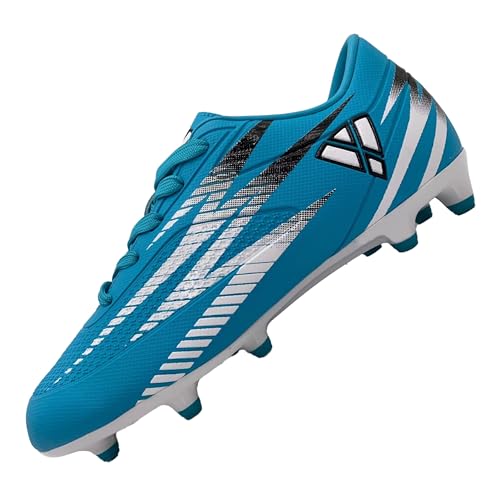 Vizari Firm Ground Soccer Cleats for Boys & Girls – Youth FG Outdoor Football Shoes | Lightweight & Durable | Perfect for Training and Match Day Sky/White