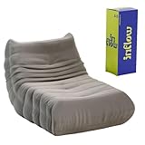 Poltrona Puff Retrô Inflow Boucle Cinza Vem Na Caixa Design Decorativo Para Sala e Quarto Moderno