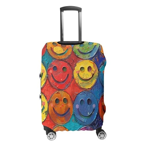 Carry on Luggage Cover Colorful Smiley Face Suitcase Covers for Luggages Tsa Approved Travel Luggage Sleeve Protector Elastic Suitcase Protector Anti-Scratch Washable Fits 19-30 Inch Case -M4